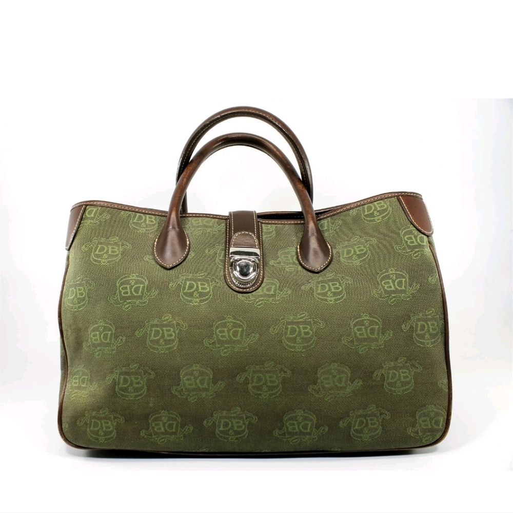 Dooney & Bourke Donegal DB Crest Green and Brown  Womens Double Handle Tote Bag